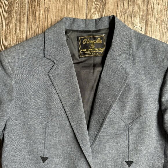 Western Circle S Gray Blazer Jacket Ranch Vintage - Picture 4 of 7